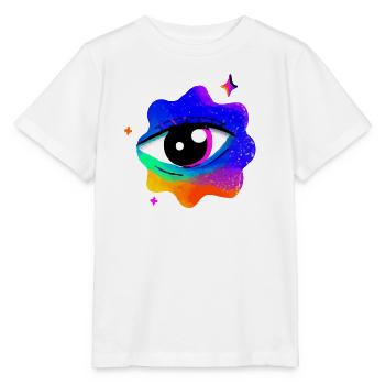 Lebhafter Regenbogen-Augennebel - Stanley/Stella Kinder T-Shirt MINI CREATOR  - Weiß - Vorne - Maike (125cm)