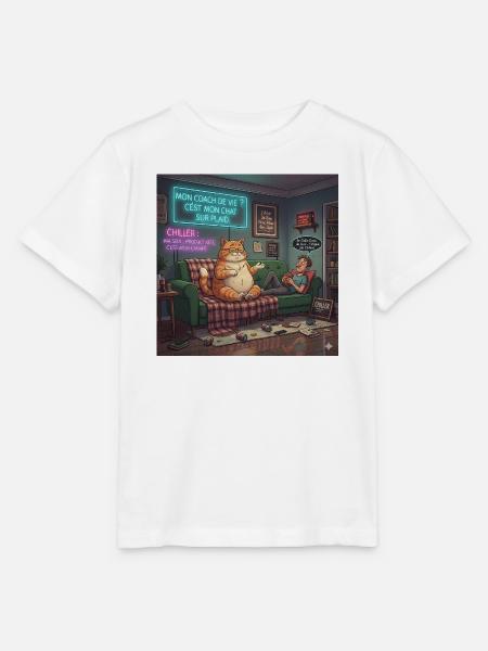 Chill Katze Auf Neon Plaid - Stanley/Stella Kinder T-Shirt MINI CREATOR - Weiß