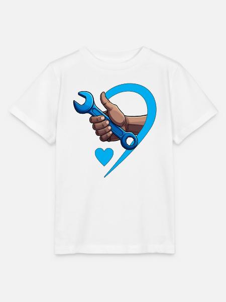 Schraubenschlüssel mit HERZ - Stanley/Stella Kinder T-Shirt MINI CREATOR - Weiß