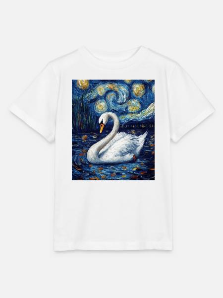 Schwan Vogel Van Gogh Style - Stanley/Stella Kinder T-Shirt MINI CREATOR - Weiß
