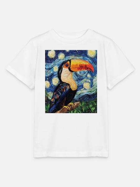 Tukan Vogel Van Gogh Style - Stanley/Stella Kinder T-Shirt MINI CREATOR - Weiß