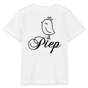 Spatz Piep mit Krone – Piepmatz Vogel Cartoon - Stanley/Stella Kinder T-Shirt MINI CREATOR  - Weiß - Vorne - Maike (125cm)