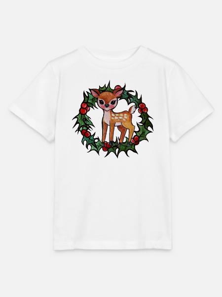Rehkitz im Stechpalmenkranz - Stanley/Stella Kinder T-Shirt MINI CREATOR  - Weiß