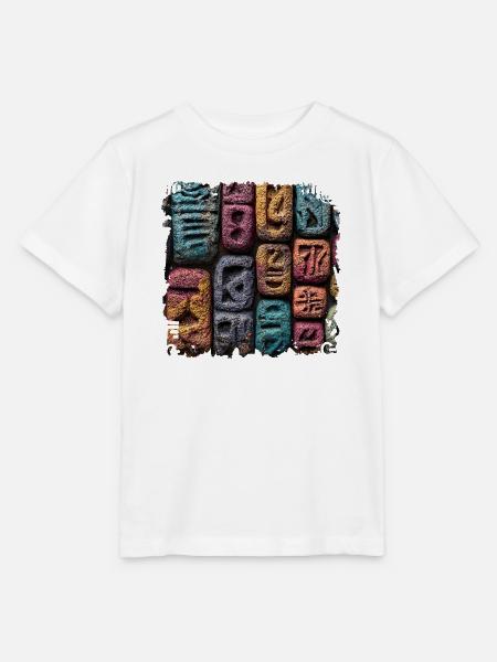 Bunte Steinbuchstaben Muster - Stanley/Stella Kinder T-Shirt MINI CREATOR  - Weiß