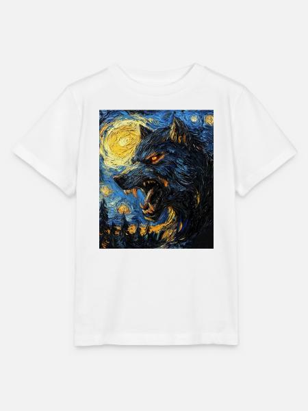 Werwolf Wolf Van Gogh Style - Stanley/Stella Kinder T-Shirt MINI CREATOR - Weiß