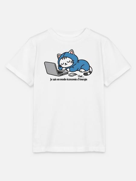 Katze im blauen Kapuzenpullover auf Laptop - Stanley/Stella Kinder T-Shirt MINI CREATOR - Weiß