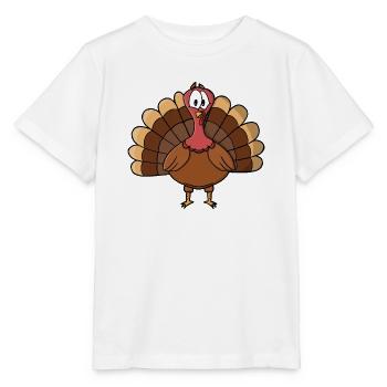 Truthahn mit breitem Schwanz - Stanley/Stella Kinder T-Shirt MINI CREATOR  - Weiß - Vorne - Maike (125cm)