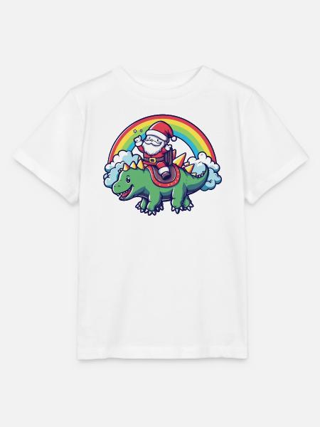 Dinosaurier stegosaurus Weihnachtsmann - Stanley/Stella Kinder T-Shirt MINI CREATOR - Weiß