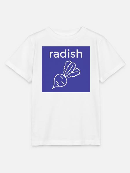 Radieschen Linienstil auf Blau - Stanley/Stella Kinder T-Shirt MINI CREATOR - Weiß