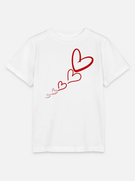 Lineare rote Herzen - Stanley/Stella Kinder T-Shirt MINI CREATOR  - Weiß