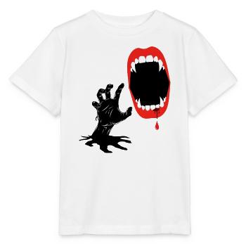 Gruseliger Vampir mit blutigen Fangzähnen im - Stanley/Stella Kinder T-Shirt MINI CREATOR  - Weiß - Vorne - Maike (125cm)