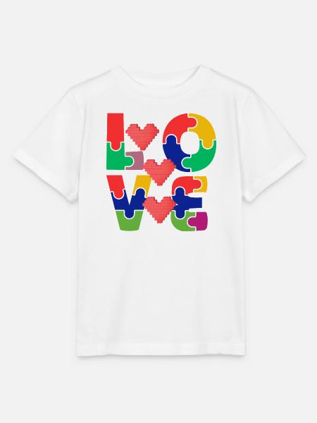 Liebespuzzle mit bunten Herzen - Stanley/Stella Kinder T-Shirt MINI CREATOR - Weiß