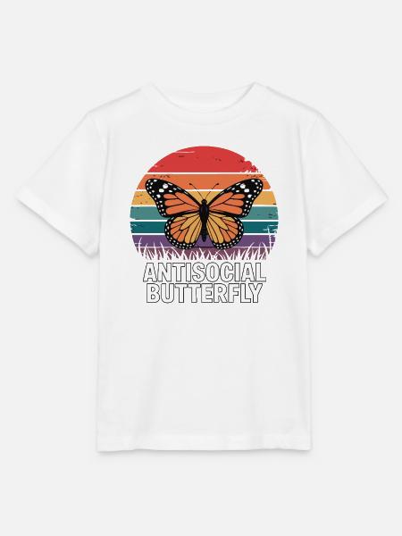 Antisocial Butterfly - Retro Schmetterling - Stanley/Stella Kinder T-Shirt MINI CREATOR  - Weiß