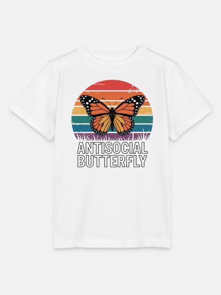 Antisocial Butterfly - Retro Schmetterling - Stanley/Stella Kinder T-Shirt MINI CREATOR - Weiß