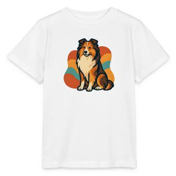 Lebhafter Shetland-Schäferhund Sunburst - Stanley/Stella Kinder T-Shirt MINI CREATOR  - Weiß - Vorne - Maike (125cm)