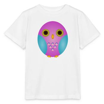 Hibou lavande avec ailes cyan - T-shirt bio MINI CREATOR Stanley/Stella Enfant - blanc - Devant - Maike (125cm)