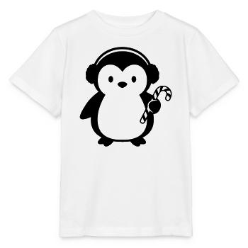 Pingouin mignon avec canne à sucre | Noël - T-shirt bio MINI CREATOR Stanley/Stella Enfant - blanc - Devant - Maike (125cm)