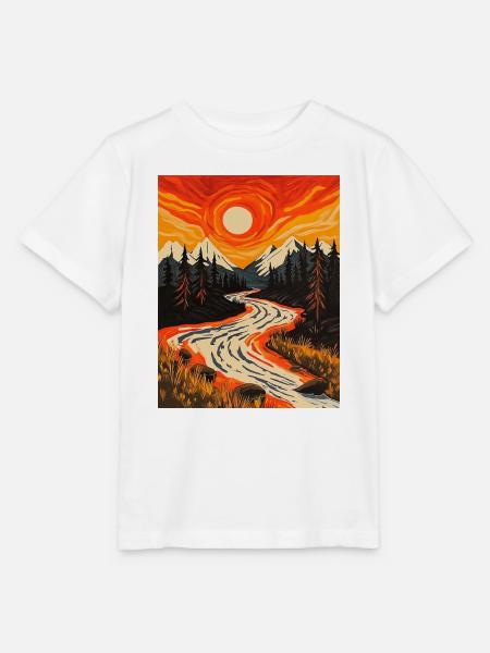 Sonnenuntergang am Waldrand mit Fluss - Stanley/Stella Kinder T-Shirt MINI CREATOR - Weiß