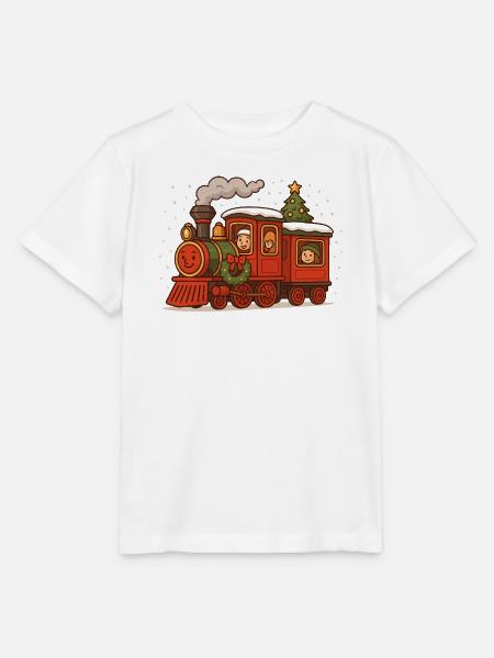 Weihnachtslokomotive im Winter - Stanley/Stella Kinder T-Shirt MINI CREATOR - Weiß
