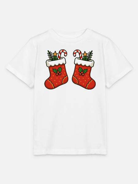 Festliche Weihnachtsstrümpfe Illustration - Stanley/Stella Kinder T-Shirt MINI CREATOR  - Weiß