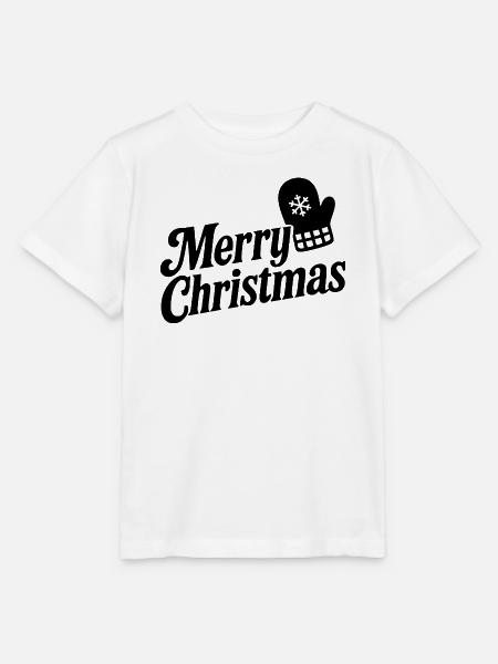 Merry Christmas mit Schneeflocken-Handschuh - Stanley/Stella Kinder T-Shirt MINI CREATOR  - Weiß