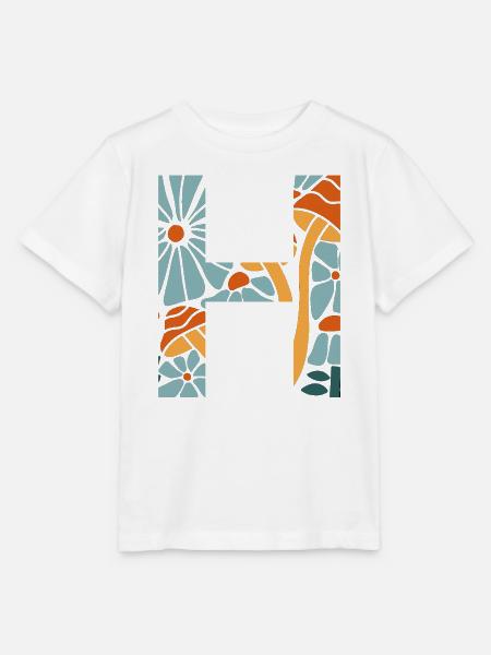 Buchstabe h groovige Blumen Geschenkidee - Stanley/Stella Kinder T-Shirt MINI CREATOR - Weiß