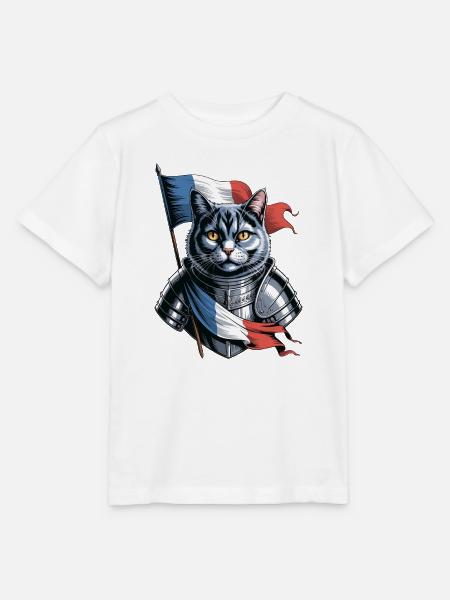 Frankreich Katze Ritter - Stanley/Stella Kinder T-Shirt MINI CREATOR - Weiß