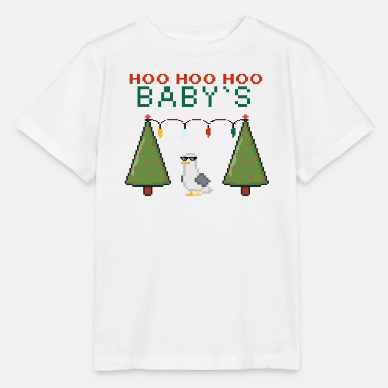 Pixel-Weihnachtsvogel mit Lichterketten - Stanley/Stella Kinder T-Shirt MINI CREATOR - Weiß