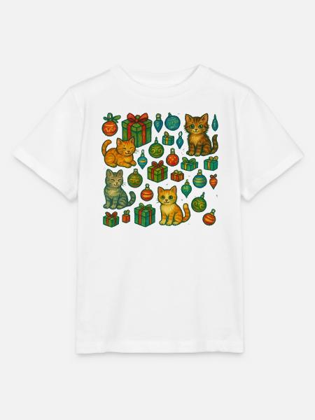 Festliches Kätzchen-Geschenkmuster - Stanley/Stella Kinder T-Shirt MINI CREATOR - Weiß