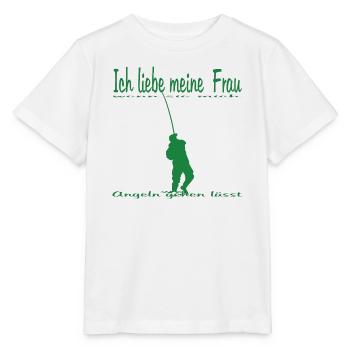 Angler with fishing rod - Stanley/Stella MINI CREATOR Kids’ T-Shirt - white - Front - Maike (125cm)