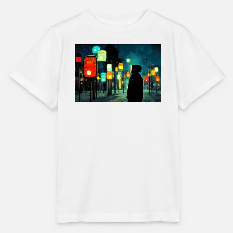 Night lamp path in neon light Ampelmännchen - Stanley/Stella MINI CREATOR Kids’ T-Shirt - white