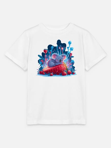 Schlafender Koala auf Erdbeere Neonwald - Stanley/Stella Kinder T-Shirt MINI CREATOR  - Weiß