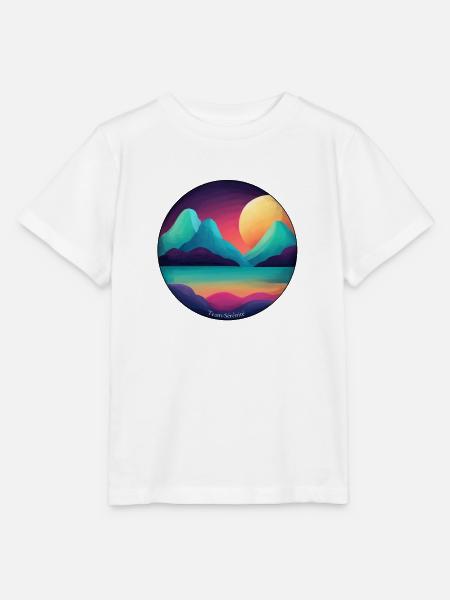 Mountain Sunset Lake - Stanley/Stella Kinder T-Shirt MINI CREATOR  - Weiß