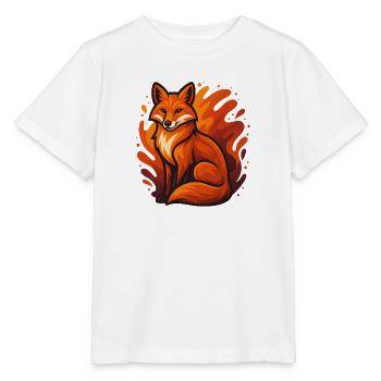 Renard flamboyant dans un style graphique - T-shirt bio MINI CREATOR Stanley/Stella Enfant - blanc - Devant - Maike (125cm)