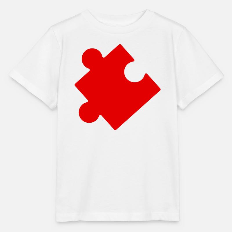 Pièce de puzzle rouge idée cadeau  - T-shirt bio MINI CREATOR Stanley/Stella Enfant - blanc