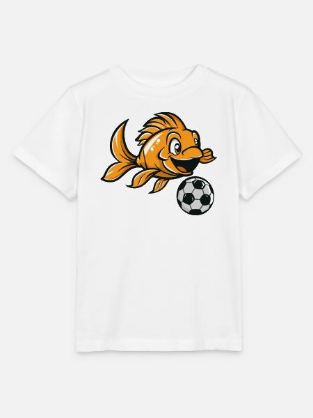 Goldfisch Kicker mit Fußball - Stanley/Stella Kinder T-Shirt MINI CREATOR - Weiß