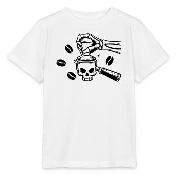 Café jusqu’à la mort : conception du crâne de barista - T-shirt bio MINI CREATOR Stanley/Stella Enfant - blanc - Devant - Maike (125cm)