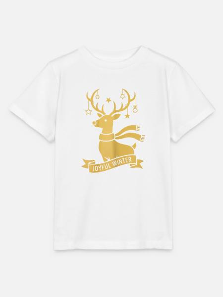 Golden Reindeer – Joyful Winter Design - Stanley/Stella Kinder T-Shirt MINI CREATOR  - Weiß