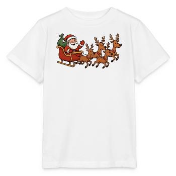 Christmas sleigh with reindeer - Stanley/Stella MINI CREATOR Kids’ T-Shirt - white - Front - Maike (125cm)