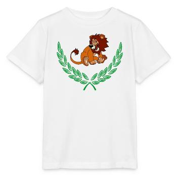 Löwe im grünen Lorbeerkranz – Herzlichen Glückwunsch - Stanley/Stella Kinder T-Shirt MINI CREATOR  - Weiß - Vorne - Maike (125cm)