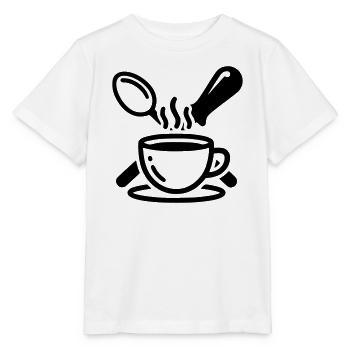 Barista Logo Siebträger Dampf Vektor - Stanley/Stella Kinder T-Shirt MINI CREATOR  - Weiß - Vorne - Maike (125cm)