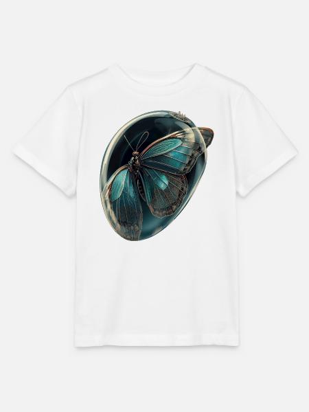 Türkis-Blasen-Schmetterling - Stanley/Stella Kinder T-Shirt MINI CREATOR - Weiß