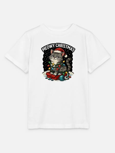 Miauige Weihnachtskatze - Stanley/Stella Kinder T-Shirt MINI CREATOR - Weiß