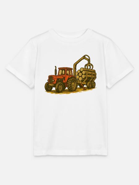 Forsttraktor mit Holzlast - Stanley/Stella Kinder T-Shirt MINI CREATOR - Weiß