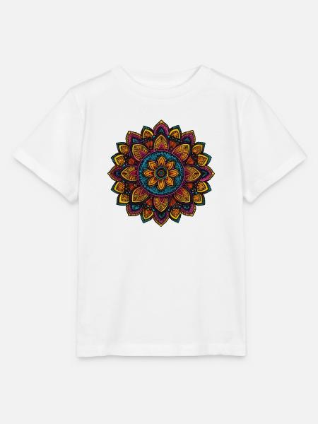 Lebendige Mandala-Blüte mit Tropenfarben - Stanley/Stella Kinder T-Shirt MINI CREATOR - Weiß