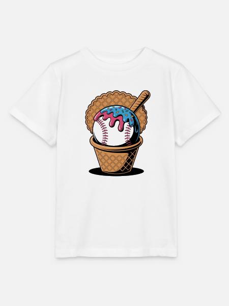 Baseball Eiscreme In Waffel Mit Schläger - Stanley/Stella Kinder T-Shirt MINI CREATOR  - Weiß