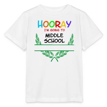 Hurra, ich gehe auf die Mittelschule – Namensraum** - Stanley/Stella Kinder T-Shirt MINI CREATOR  - Weiß - Vorne - Maike (125cm)