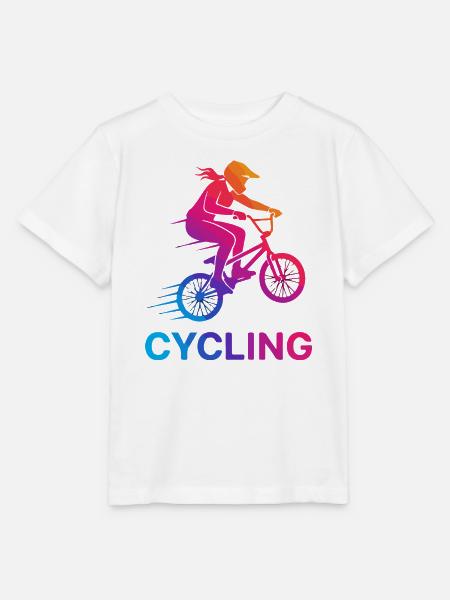 Gradient Cyclist Silhouette - Stanley/Stella Kinder T-Shirt MINI CREATOR  - Weiß