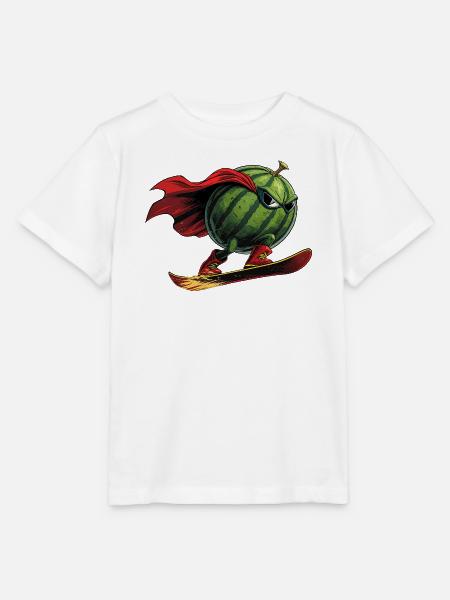 Superheld Wassermelone Auf Snowboard Action - Stanley/Stella Kinder T-Shirt MINI CREATOR  - Weiß