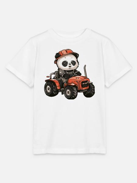 Panda Traktor Farmer - Stanley/Stella Kinder T-Shirt MINI CREATOR  - Weiß